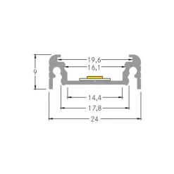 BRUMBERG montageprofiel hoogte 9 mm lengte 1 m aluminium