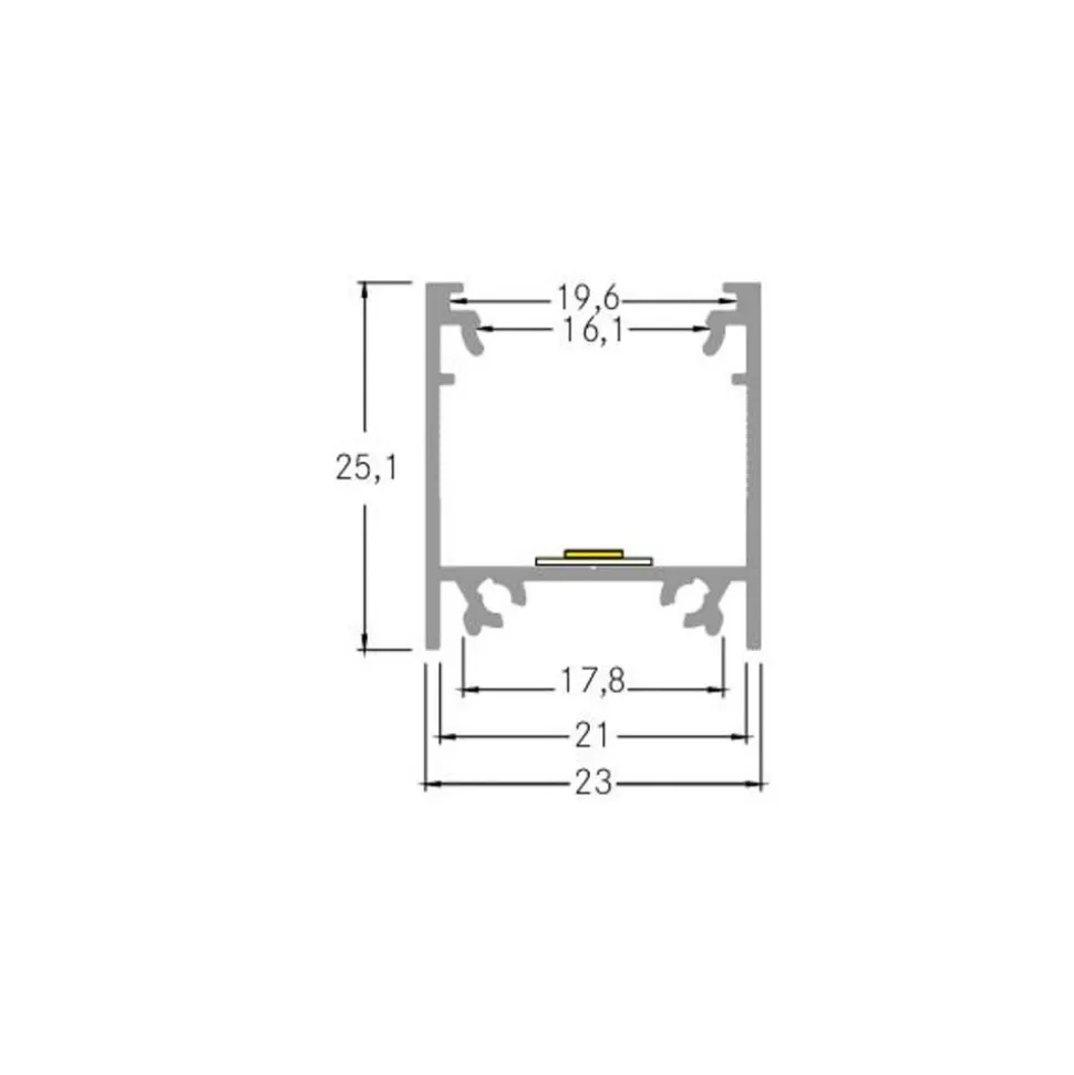 BRUMBERG montageprofiel hoogte 25 mm lengte 1 m aluminium
