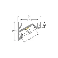 BRUMBERG One LED opbouw hoekprofiel, aluminium, 1 meter