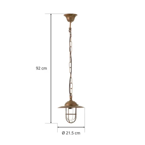 Bruno hanglamp voor buiten, antiek messing