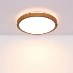 Bruno LED plafondlamp met houten frame CCT Ø 44 cm