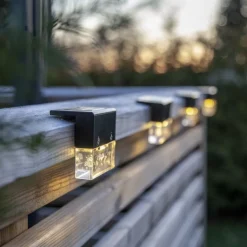 Bubbly Fence LED lamp op zonne-energie, zwart, kunststof, set van 4