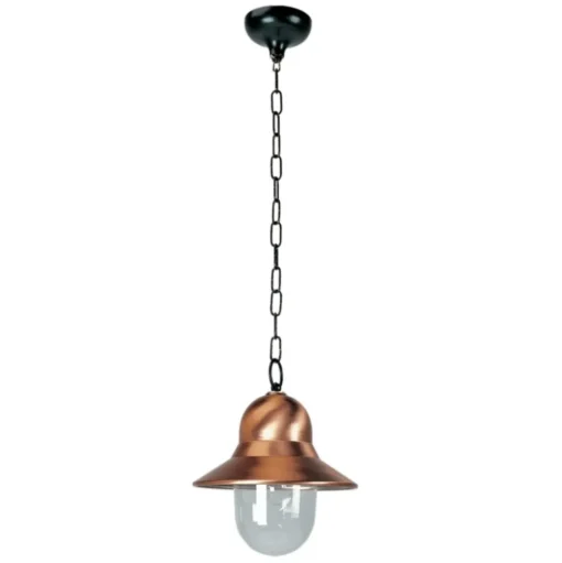 Buiten hanglamp Toscane, koperkleurig, zwarte ophanging