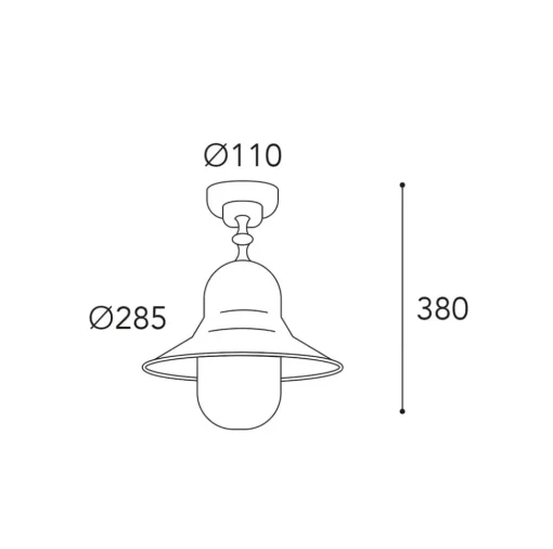 Buiten plafondlamp Campanula 2095, antiek messing, Ø 29 cm IP44