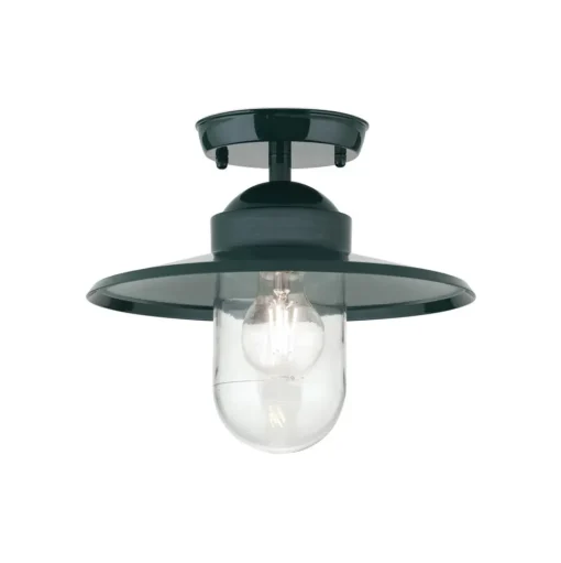 Buiten plafondlamp Edward, groen, Ø 27,5 cm, aluminium/glas