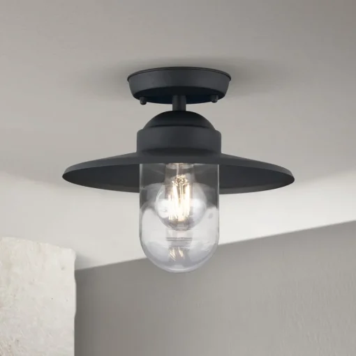 Buiten plafondlamp Edward, antraciet, Ø 27,5 cm, aluminium