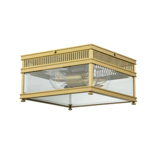 Buiten plafondlamp Holborn, messing geborsteld