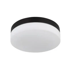 Buiten plafondlamp Vranos, mat zwart, Ø 24 cm, aluminium