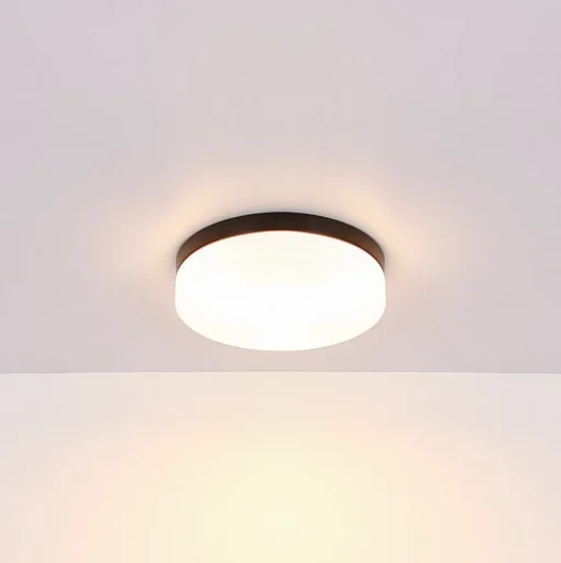Buiten plafondlamp Vranos, mat zwart, Ø 24 cm, aluminium