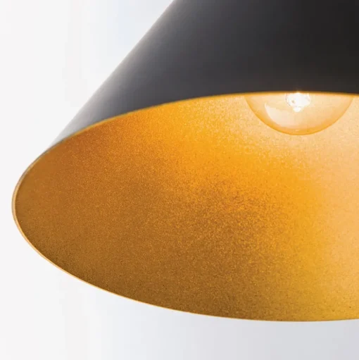 buiten zwart, binnen goud - hanglamp Gunda
