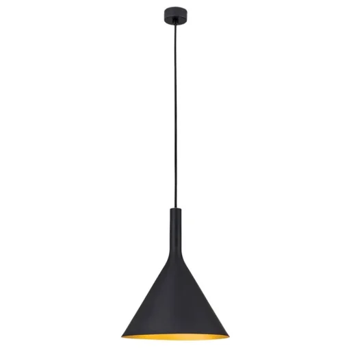 buiten zwart, binnen goud - hanglamp Gunda
