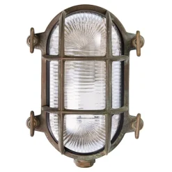 Buitenlamp Tortuga ovaal 17cm messing-ant./helder