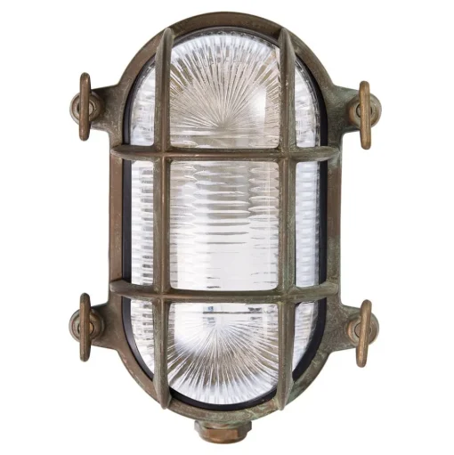 Buitenlamp Tortuga ovaal 17cm messing-ant./helder