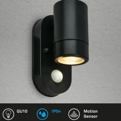 Buitenwandlamp 3789015, zwart, kunststof, GU10