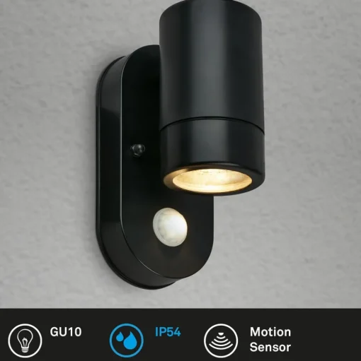 Buitenwandlamp 3789015, zwart, kunststof, GU10