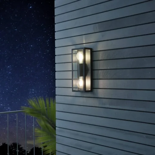 Buitenwandlamp Alamonte 1, 2-lamps rechthoek