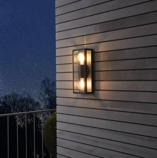 Buitenwandlamp Alamonte 1, 2-lamps rechthoek