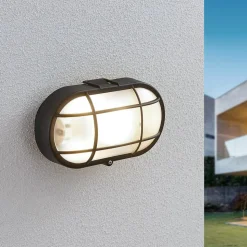 Buitenwandlamp Alisha, ovaal, zwart