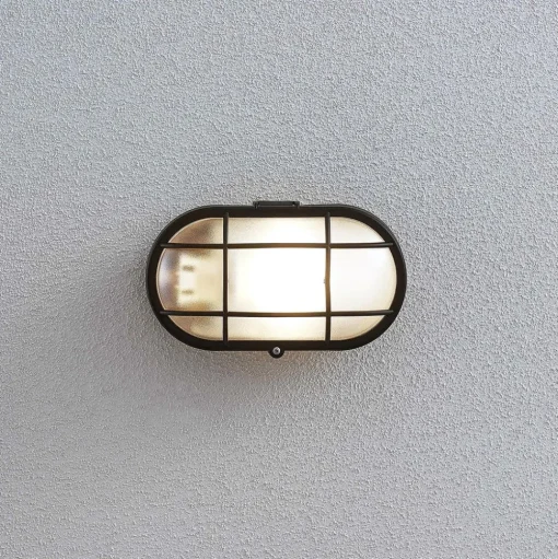 Buitenwandlamp Alisha, ovaal, zwart