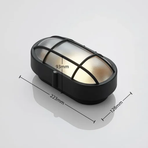 Buitenwandlamp Alisha, ovaal, zwart