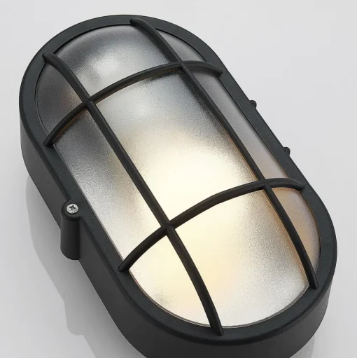 Buitenwandlamp Alisha, ovaal, zwart
