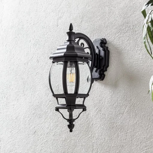 Buitenwandlamp Andrew lantaarn hangend, zwart