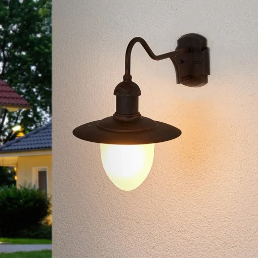 Buitenwandlamp Aruba, Ø 25 cm, roestbruin