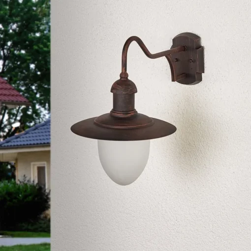 Buitenwandlamp Aruba, Ø 25 cm, roestbruin