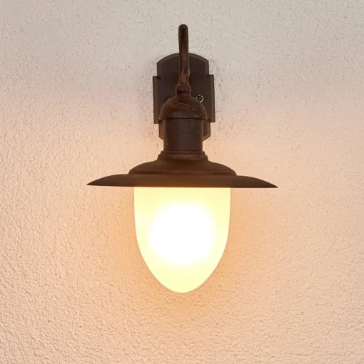 Buitenwandlamp Aruba, Ø 25 cm, roestbruin