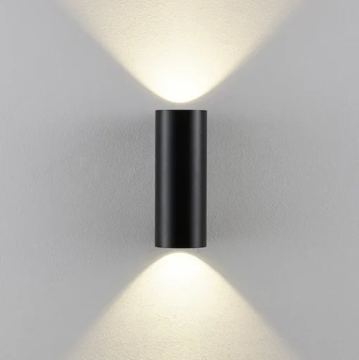 Buitenwandlamp CAN, zwart, 2-lamps, Ø 8 cm IP65 metaal GU10
