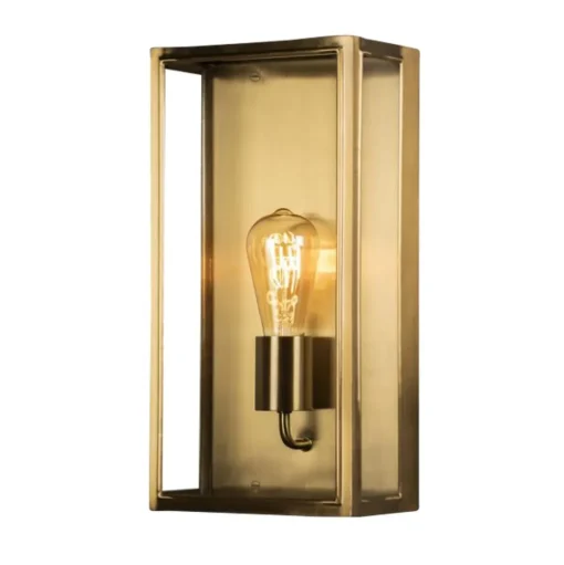Buitenwandlamp Carpi, messing, breedte 20,5cm