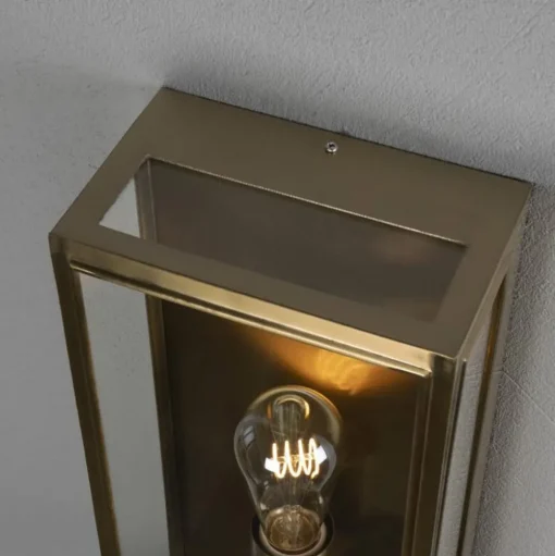 Buitenwandlamp Carpi, messing, breedte 20,5cm