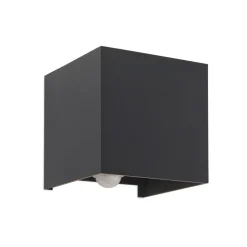 Buitenwandlamp Cube-S, antraciet, metaal, sensor