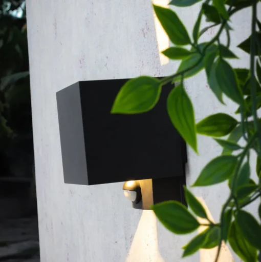 Buitenwandlamp Dubai, antraciet, breedte 10 cm, sensor