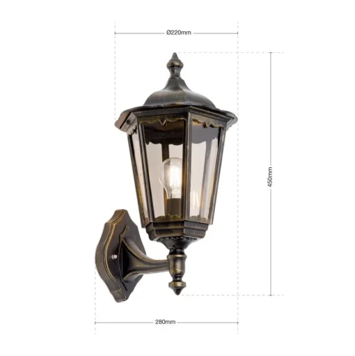 Buitenwandlamp Fabio in zwart-goud