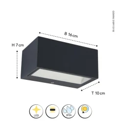 Buitenwandlamp Gemini hoekig 16cm 3.000 K
