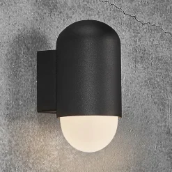 Buitenwandlamp Heka, zwart, aluminium, hoogte 21,6 cm