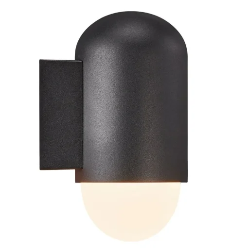 Buitenwandlamp Heka, zwart, aluminium, hoogte 21,6 cm
