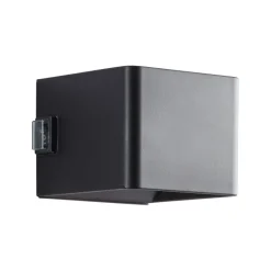 Buitenwandlamp Iseo, zwart, breedte 10 cm, sensor