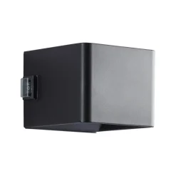 Buitenwandlamp Iseo, zwart, breedte 10 cm, sensor