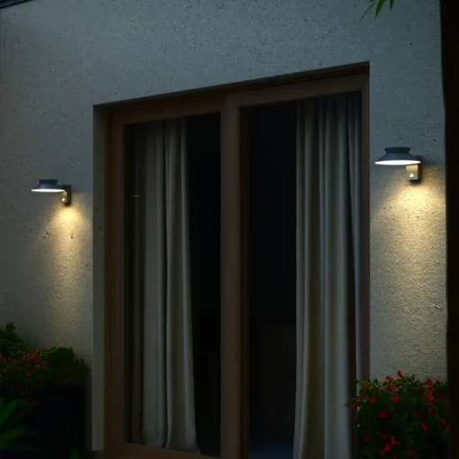Buitenwandlamp Justina op zonne-energie, antraciet, sensor, metaal