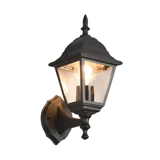 Buitenwandlamp Livenza, fitting boven, zwart, aluminium