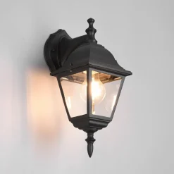 Buitenwandlamp Livenza, fitting onderaan, zwart, aluminium
