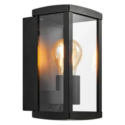 Buitenwandlamp Luchy, lantaarn, zwart, metaal, E27