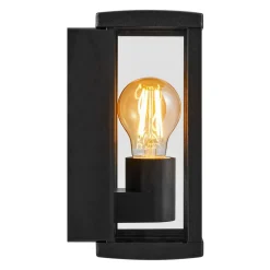 Buitenwandlamp Luchy, lantaarn, zwart, metaal, E27