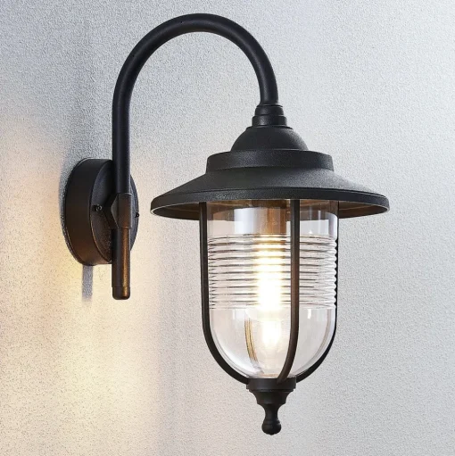 Buitenwandlamp Naisha, diffusser met groeven