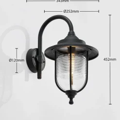 Buitenwandlamp Naisha, diffusser met groeven
