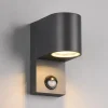 Buitenwandlamp Roya 1-lamp, sensor, rond antraciet