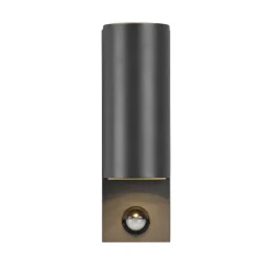 Buitenwandlamp Roya 2-lamps, sensor rond antraciet