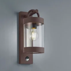 Buitenwandlamp Sambesi, bewegingssensor, roest